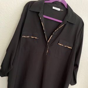 Calvin Klein Black Top with Cheetah Details